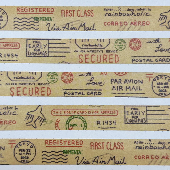 (MT131) Original Rainbowholic x Tazdaunicorn Airmail Stamps Washi Tape