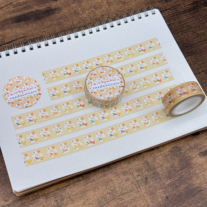 (MT119) Original Rainbowholic x Tazdaunicorn Rainbow Lucky Cat Washi Tape