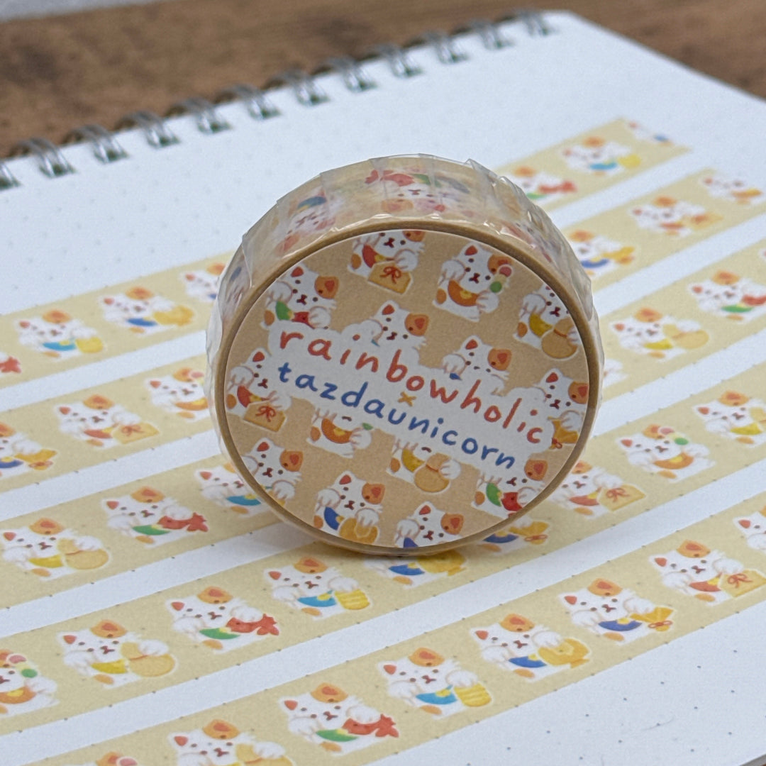 (MT119) Original Rainbowholic x Tazdaunicorn Rainbow Lucky Cat Washi Tape