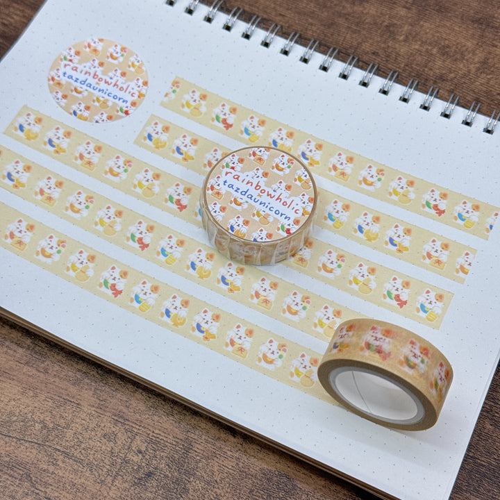 (MT119) Original Rainbowholic x Tazdaunicorn Rainbow Lucky Cat Washi Tape