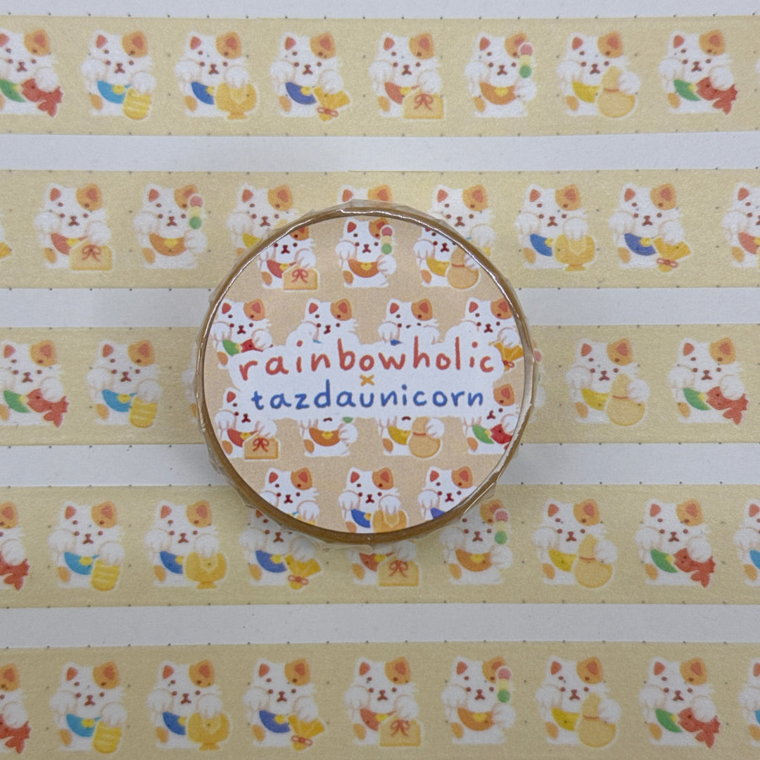 (MT119) Original Rainbowholic x Tazdaunicorn Rainbow Lucky Cat Washi Tape