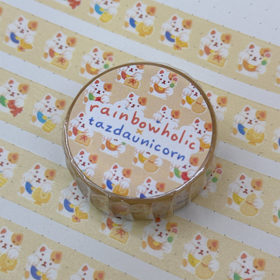 (MT119) Original Rainbowholic x Tazdaunicorn Rainbow Lucky Cat Washi Tape