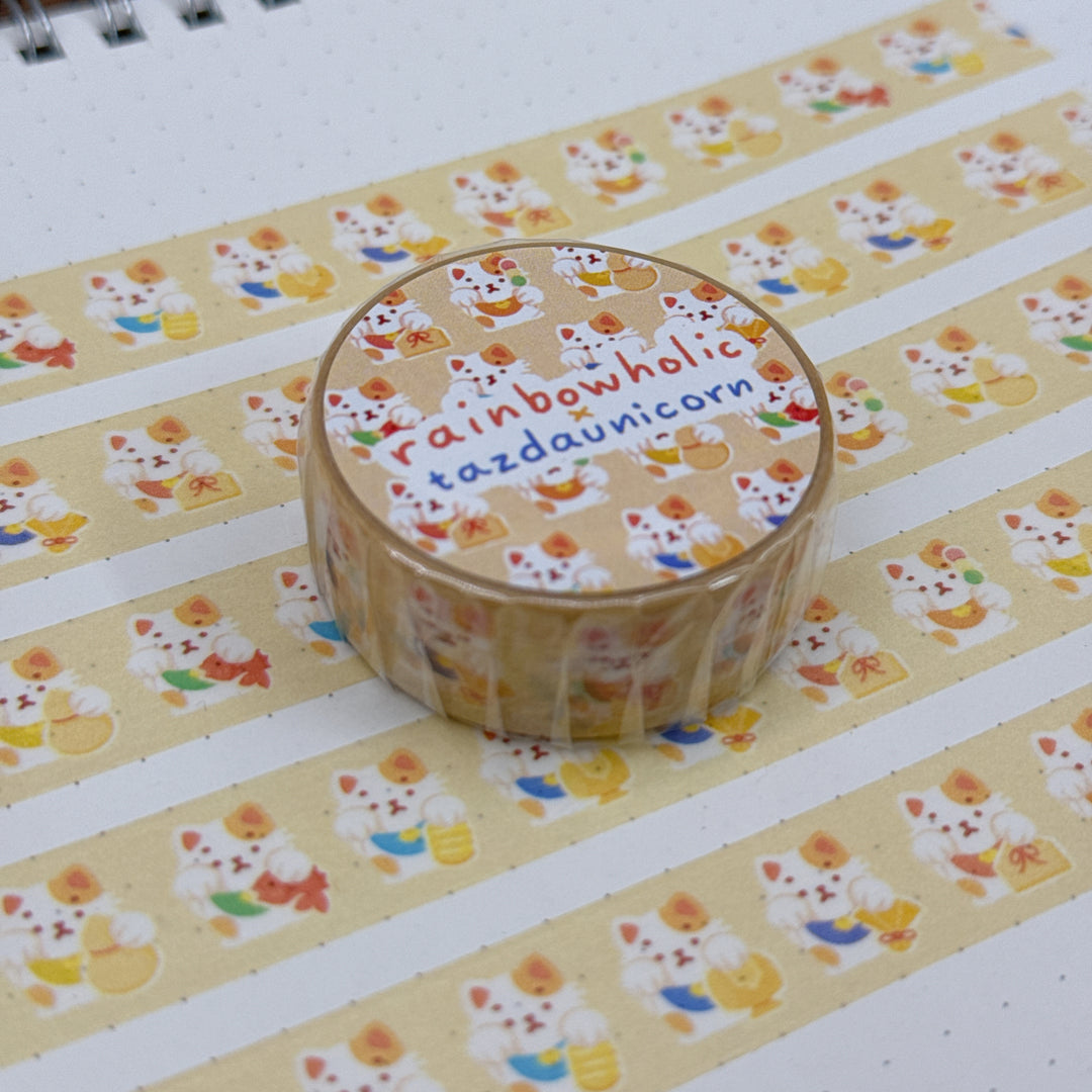 (MT119) Original Rainbowholic x Tazdaunicorn Rainbow Lucky Cat Washi Tape