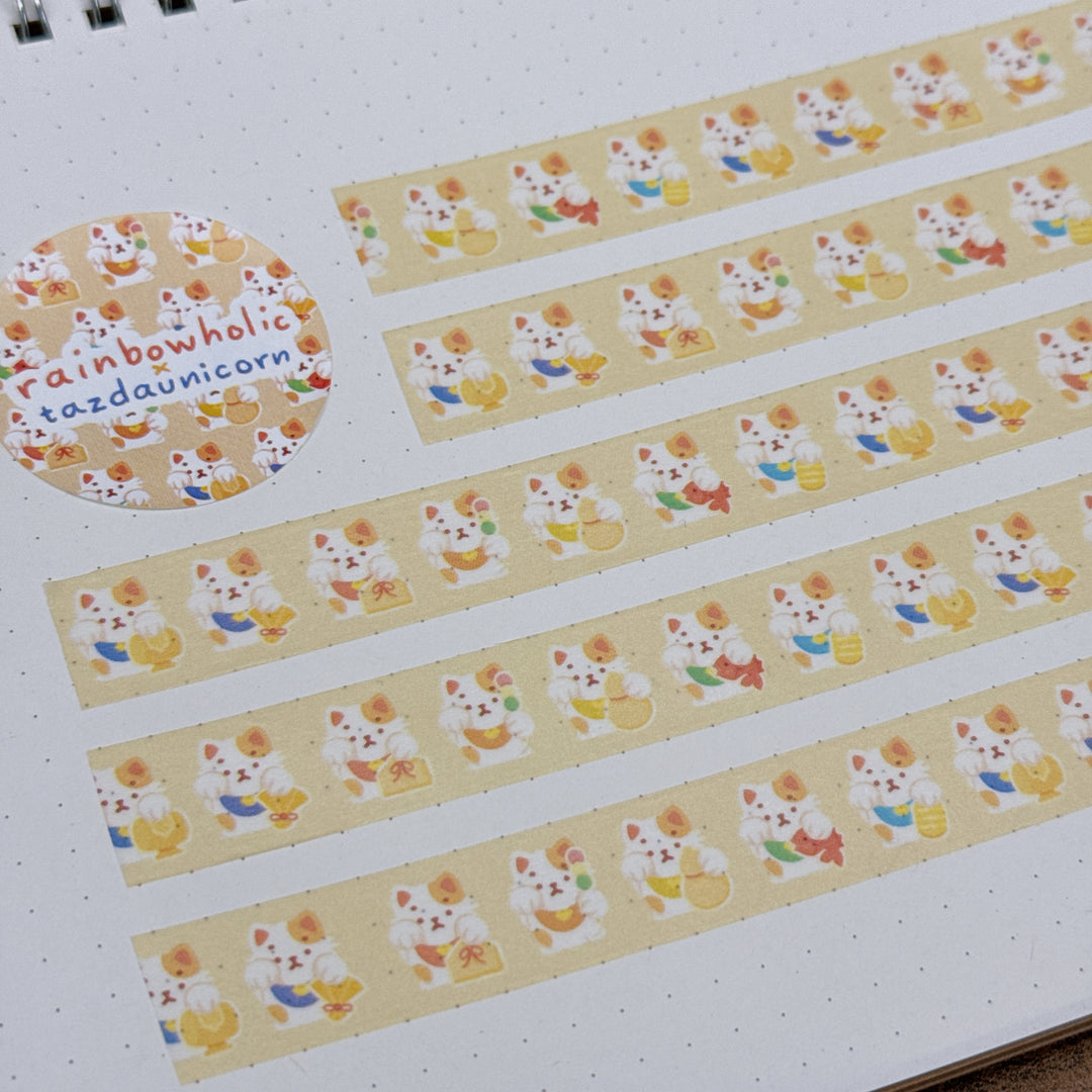 (MT119) Original Rainbowholic x Tazdaunicorn Rainbow Lucky Cat Washi Tape