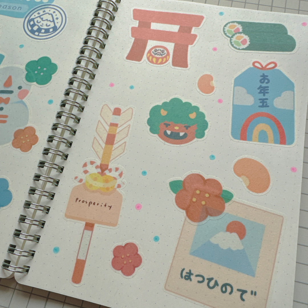 (ST103) Rainbowholic x Tazdaunicorn Japan Travel Winter Season A5 Sticker Sheet Set