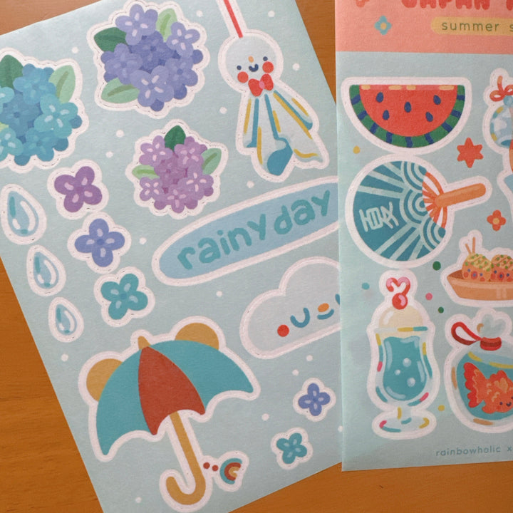 (ST086) Rainbowholic x Tazdaunicorn Japan Travel Summer Season A5 Sticker Sheet Set