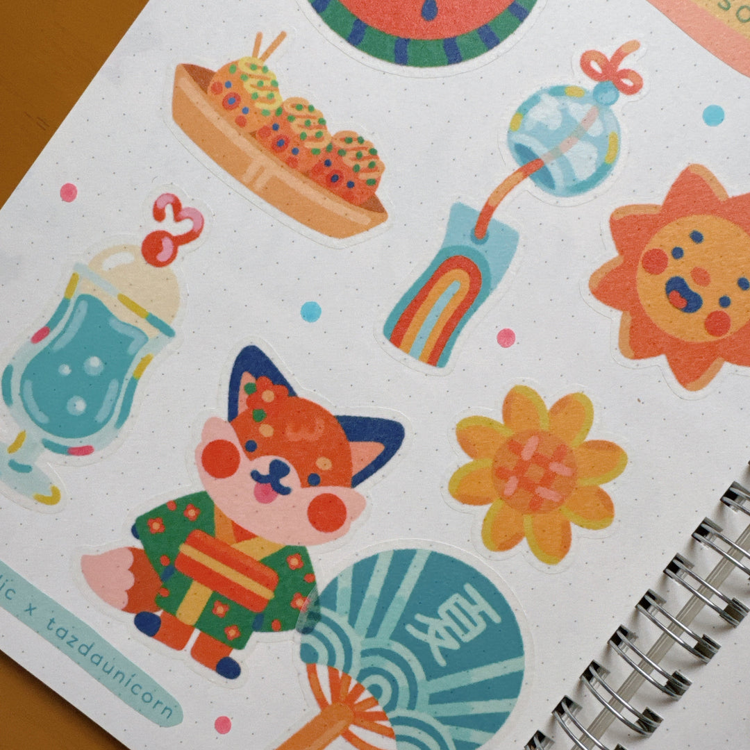 (ST086) Rainbowholic x Tazdaunicorn Japan Travel Summer Season A5 Sticker Sheet Set