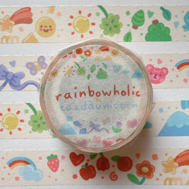 (MT093) Cinta washi con patrones coloridos originales de Rainbowholic x Tazdaunicorn