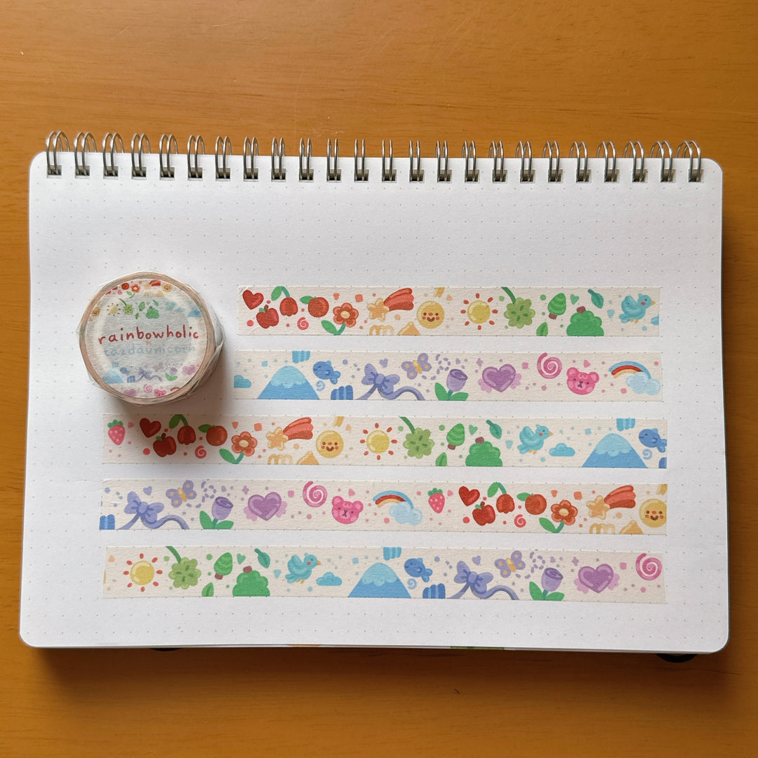 (MT093) Cinta washi con patrones coloridos originales de Rainbowholic x Tazdaunicorn