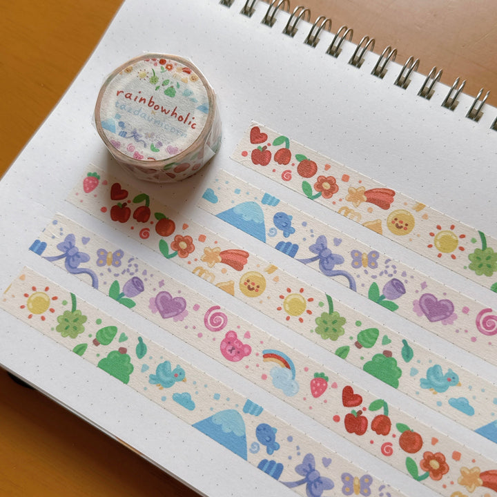 (MT093) Cinta washi con patrones coloridos originales de Rainbowholic x Tazdaunicorn