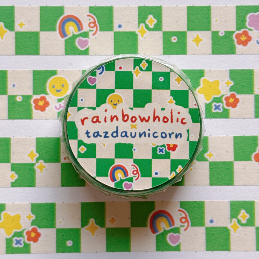 (MT122) Original Rainbowholic x Tazdaunicorn Colorful Retro Shapes Washi Tape