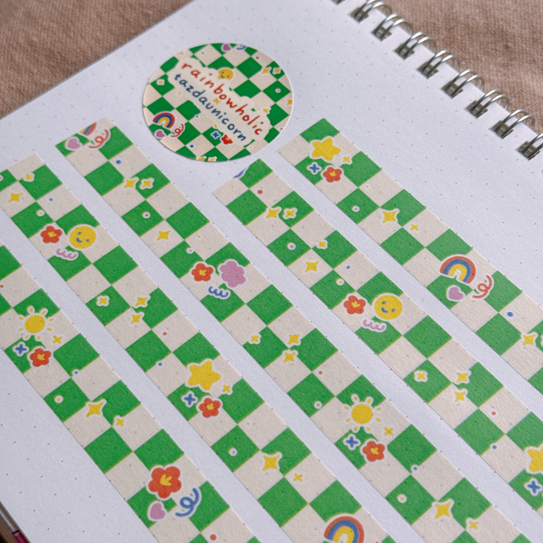 (MT122) Original Rainbowholic x Tazdaunicorn Colorful Retro Shapes Washi Tape