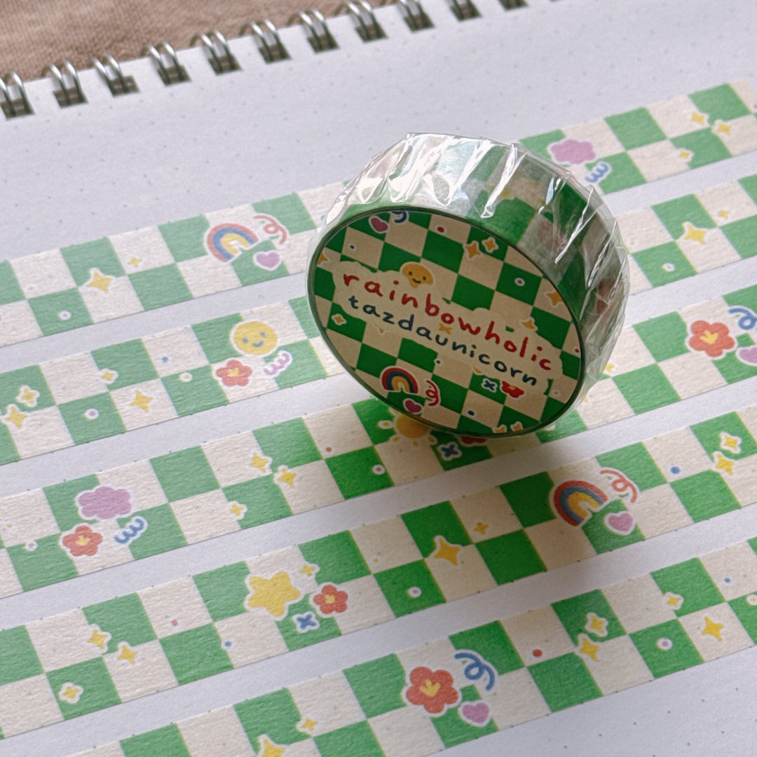 (MT122) Original Rainbowholic x Tazdaunicorn Colorful Retro Shapes Washi Tape