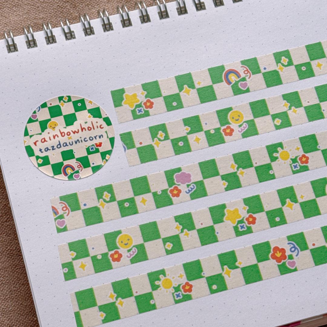 (MT122) Original Rainbowholic x Tazdaunicorn Colorful Retro Shapes Washi Tape