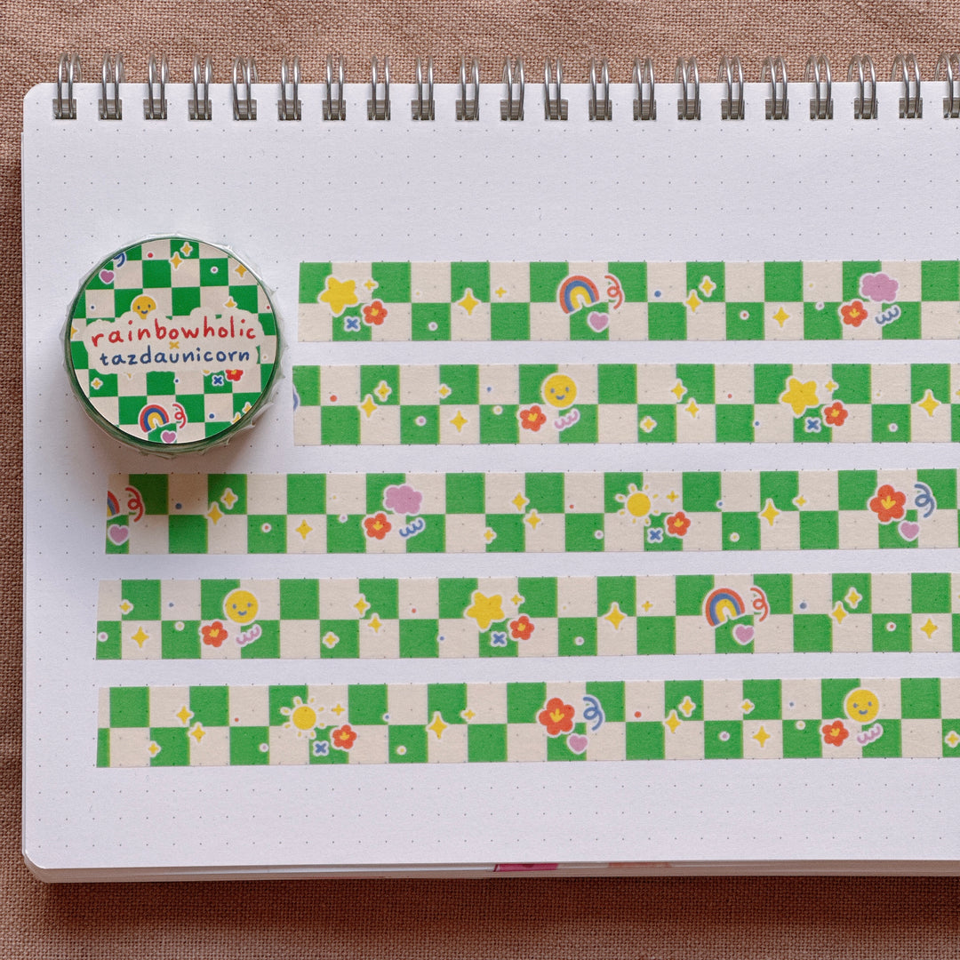 (MT122) Original Rainbowholic x Tazdaunicorn Colorful Retro Shapes Washi Tape