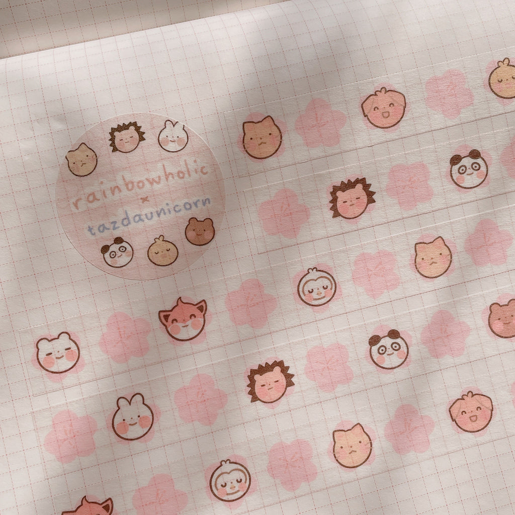 (MT039) Original Sakura & Kawaii Animals Rainbowholic x Tazdaunicorn Collaboration Washi Tape