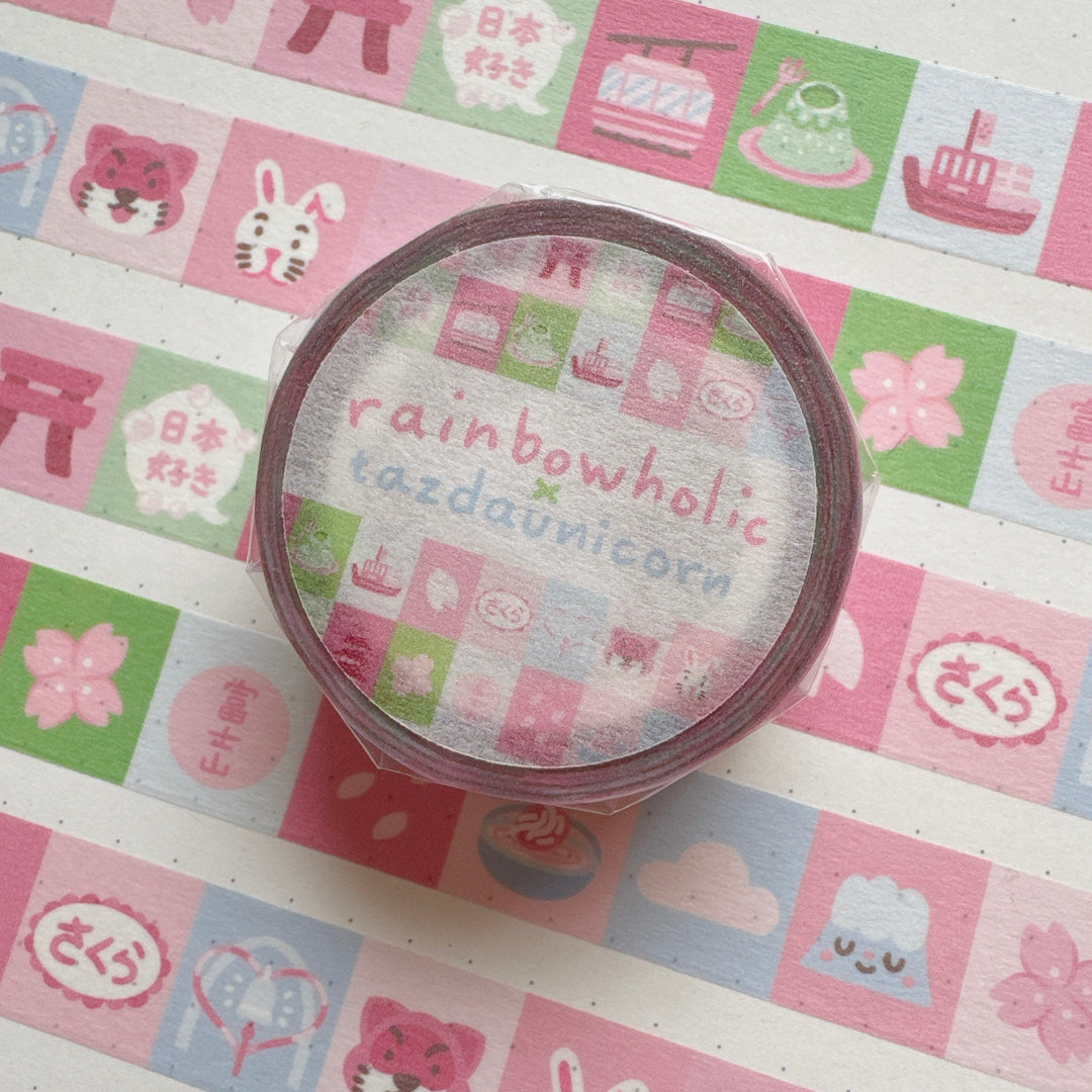 Original Rainbowholic x Tazdaunicorn Sakura & Mt. Fuji Washi Tape