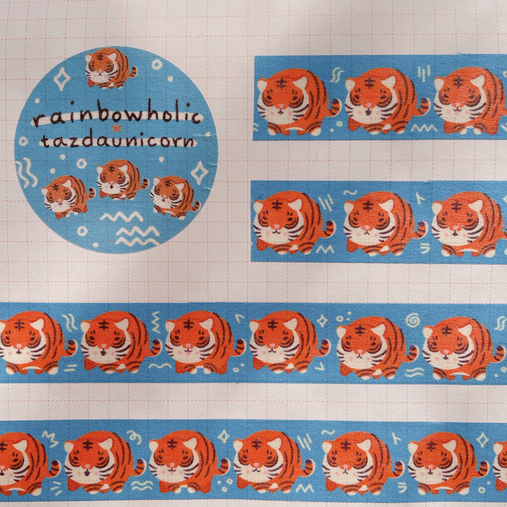 (MT036) Original Chonky Tiger Rainbowholic x Tazdaunicorn Collaboration Washi Tape