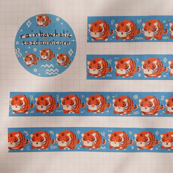 (MT036) Original Chonky Tiger Rainbowholic x Tazdaunicorn Collaboration Washi Tape