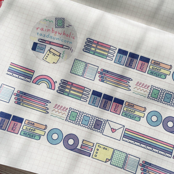 (MT037) Original Rainbowholic x Tazdaunicorn Stationery Washi Tape