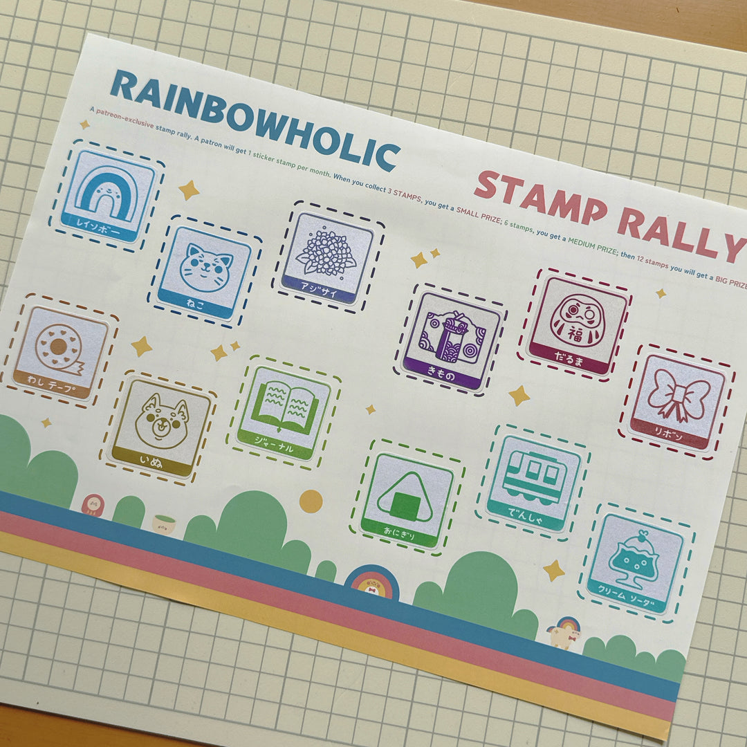 (MT116) Original Rainbowholic x Tazdaunicorn Rainbowholic Stamp Rally S1 3CM Easy Cut Washi Tape