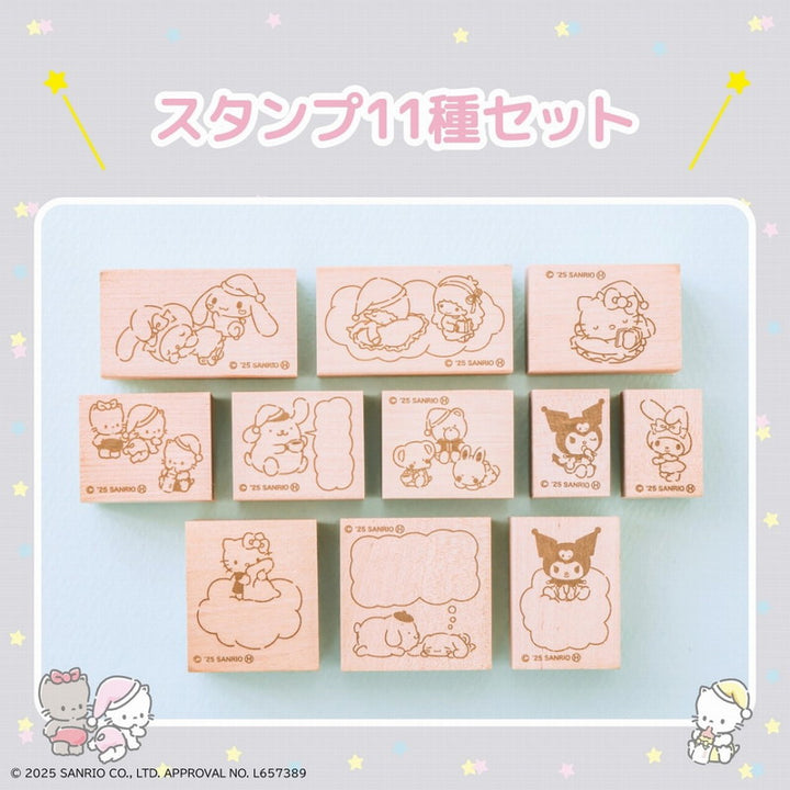 [LIMITED / RARE] Japanese Magazine with Sanrio Characters Stamp and Ink with Tin Can Set