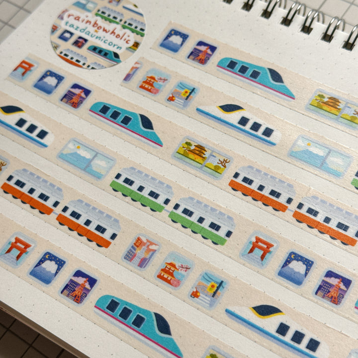 (MT128) Original Rainbowholic x Tazdaunicorn Train Window Washi Tape