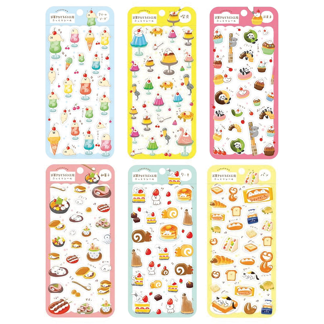 Furukawa Shiko Animal Sweets Workshop 3D Sticker Sheets SET (6 pcs.)
