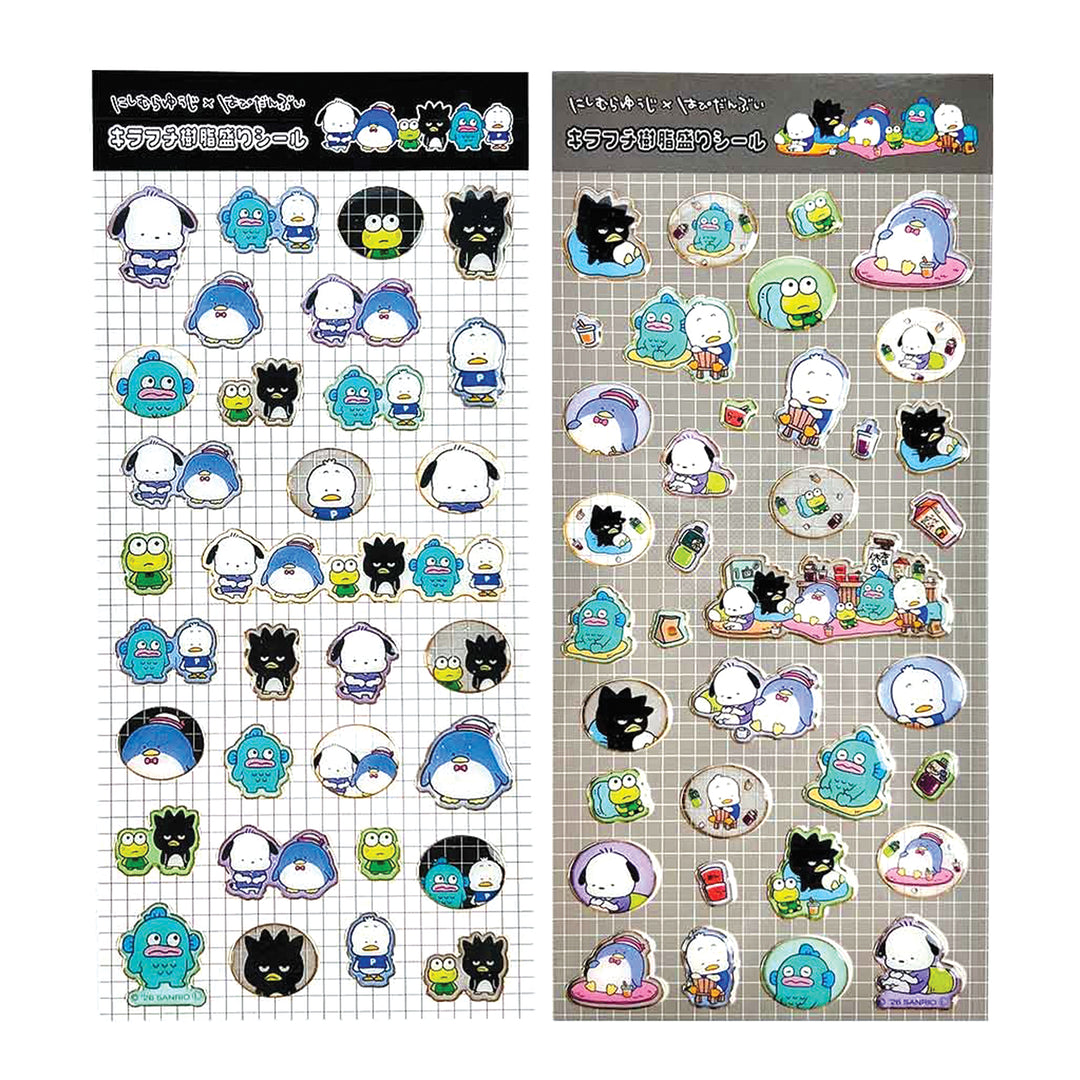 Nishimura x HAPIDANBUI Sanrio Sparkling Resin Coated Sticker Sheets SET (2 pcs.)