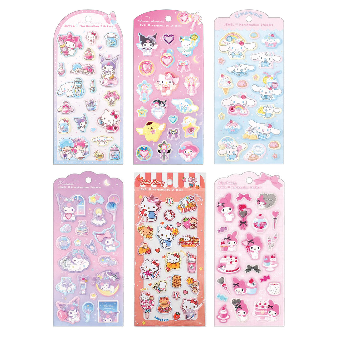 Sanrio Jewel Marshmallow 3D Sticker Sheets SET (6 pcs.)
