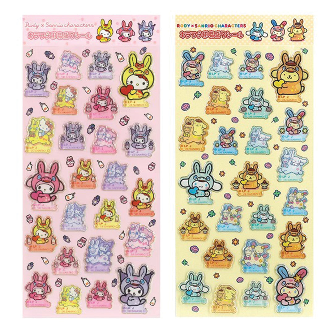 Rody x Sanrio Sparkling Resin Coated Sticker Sheets SET (2 pcs.)