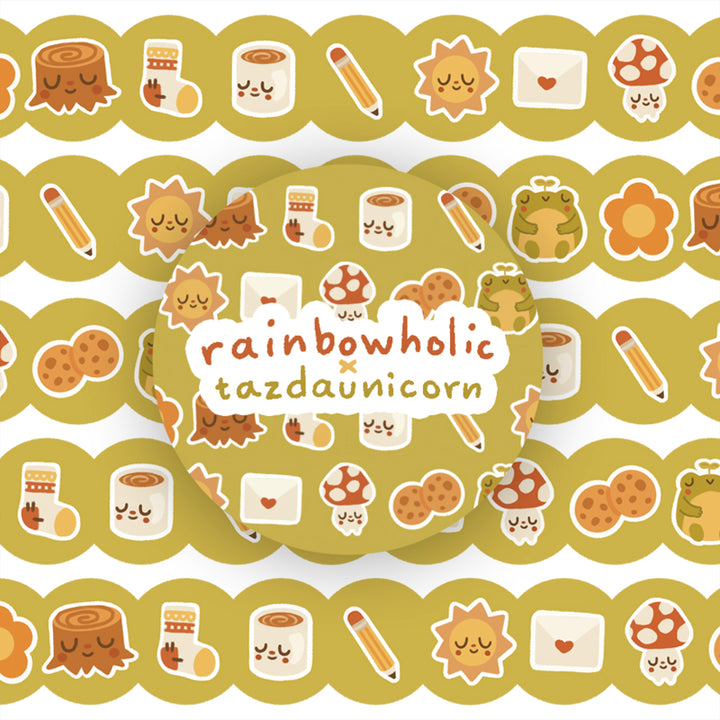 (MT144) Original Rainbowholic x Tazdaunicorn Froggy's Cozy Life Washi Tape