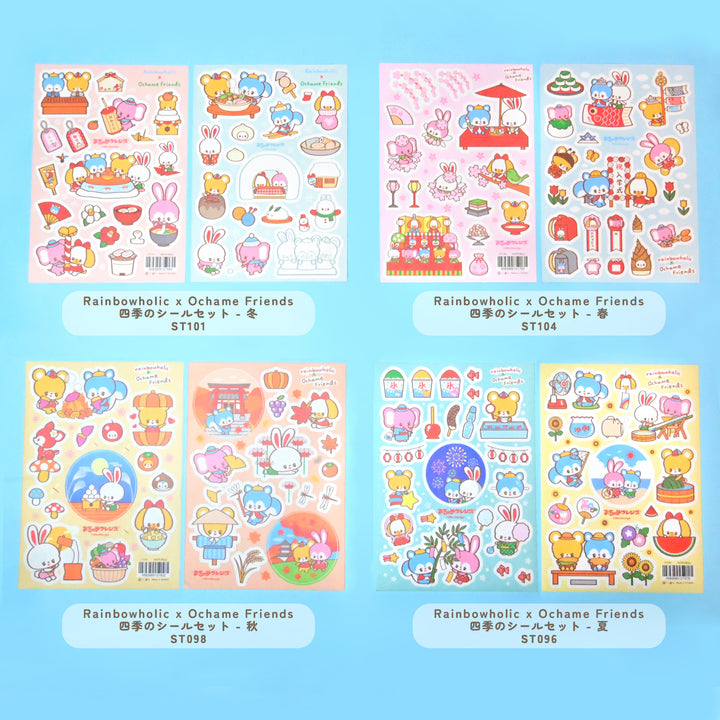 Rainbowholic x Ochame Friends Four Seasons A5 Sticker Sheets