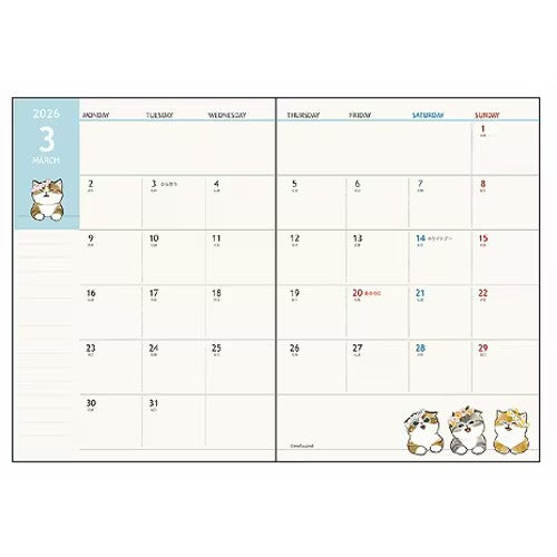 [Pre-order] mofusand Schedule Book 2026 / Jinbei Nyan A6 (2 Colors)
