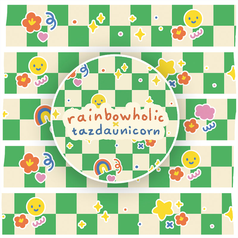 (MT122) Original Rainbowholic x Tazdaunicorn Colorful Retro Shapes Washi Tape