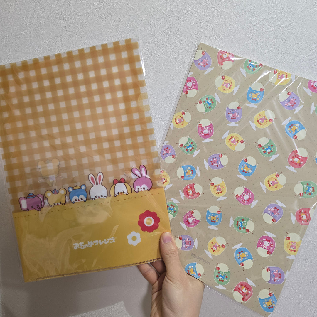 Ochame Friends A4 Clear File & Design Paper Set (5 designs × 4 sheets)