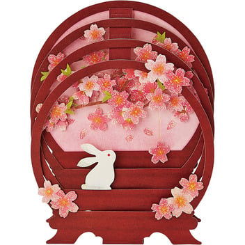 3D Greeting Card (bunny & cherry blossom)