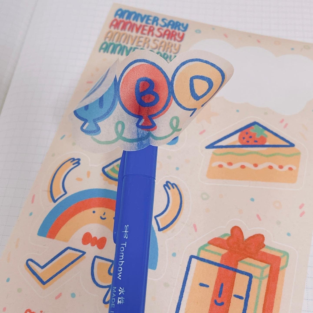 (ST024) [LIMITED] Rainbowholic Patreon 3rd Year Anniversary (Birthday) Washi Sticker Sheet (A6 Size)