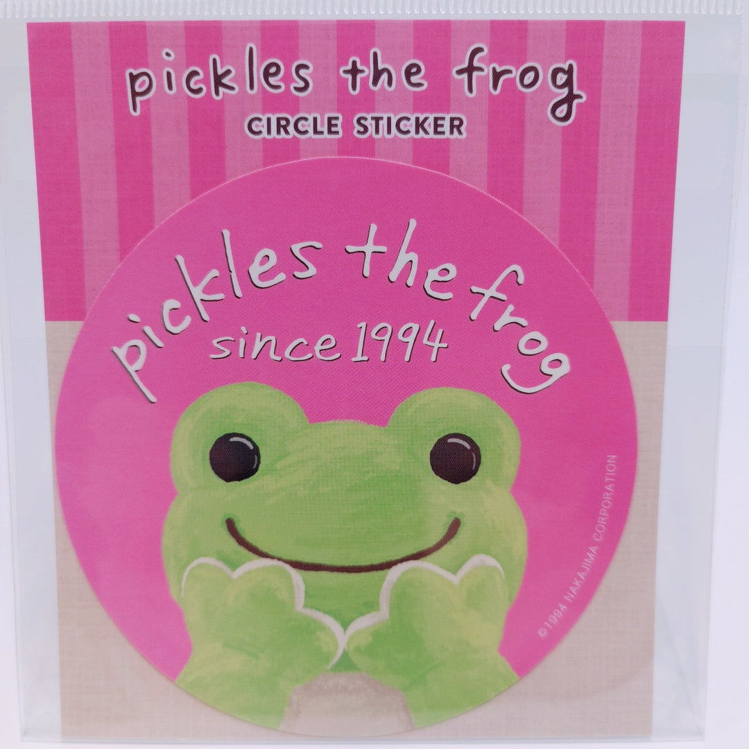 Circle Sticker Pickles the Frog (PINK)