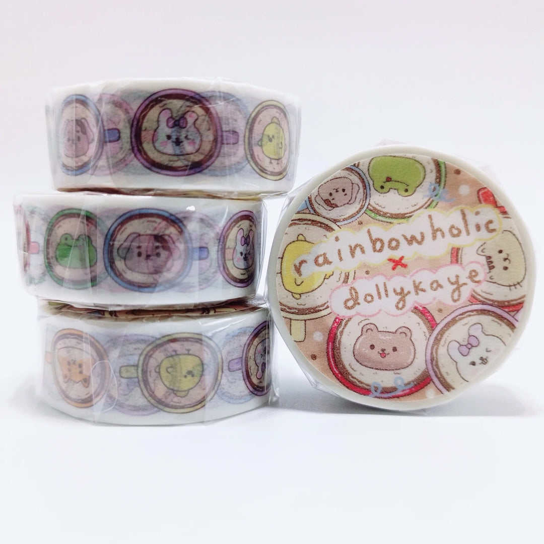 Original Rainbowholic x Dolly Kaye Art Animal Cups Washi Tape