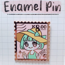 Load image into Gallery viewer, katepaints stamp-style pink enamel pin
