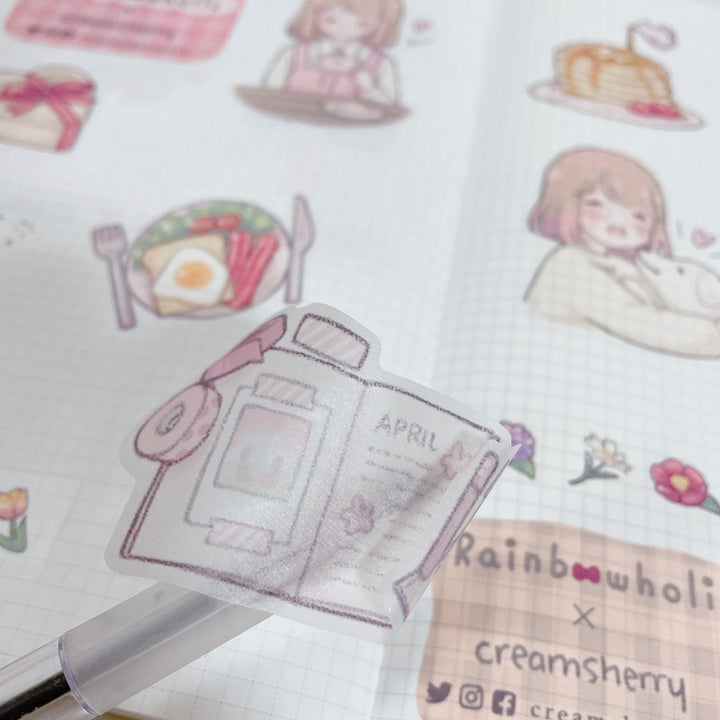 (ST004) Rainbowholic x Creamsherry Collaboration Daily Life Sticker Set (2 sheets)