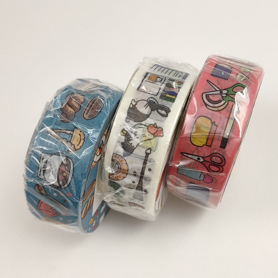 Kawaii Stationery, Bread, & School Washi Tape Set of 3