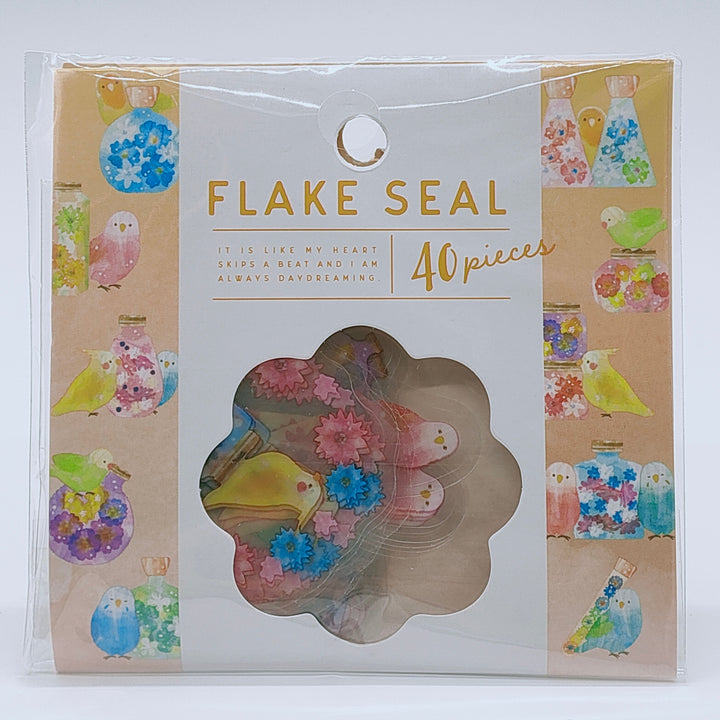 Kawaii Pastel Orange Birds Flake Seal