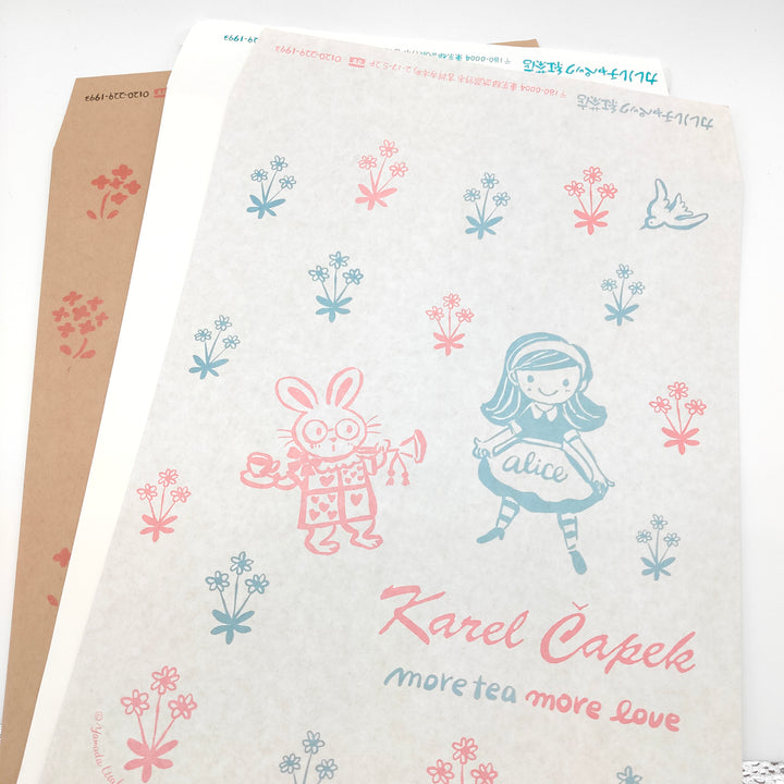 Karel Capek Tea Assorted Pack(3 pcs.) with Buzzy, Alice, Rabbit B5 Envelope Set