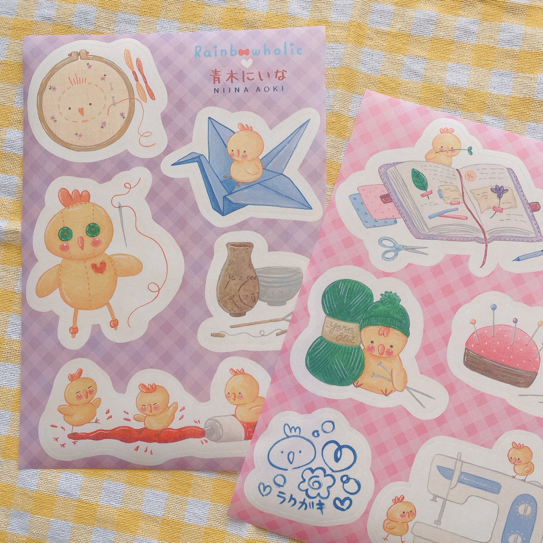 (ST032) Rainbowholic x Niina Aoki "My Favorite Hobbies" Sticker Set (2 sheets)