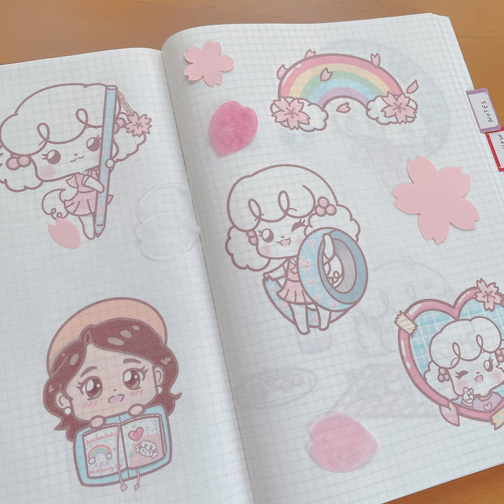 (ST008) Rainbowholic x MilkBerry Company Collaboration Sakura Hanami Sticker Set (2 sheets)