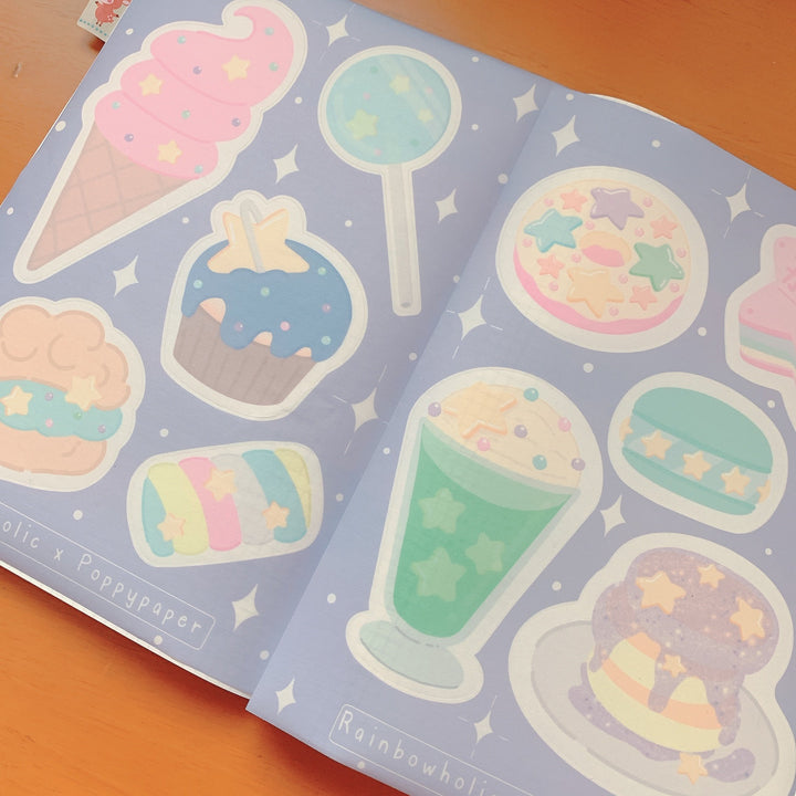 (ST009) Rainbowholic x Poppy Paper Collaboration Galaxy Sweets Sticker Set (2 sheets)