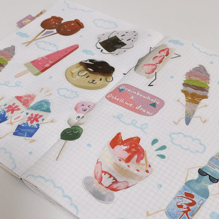 (ST013) Original Rainbowholic x Shell We Draw Japanese Desserts Sticker Set (2 sheets)