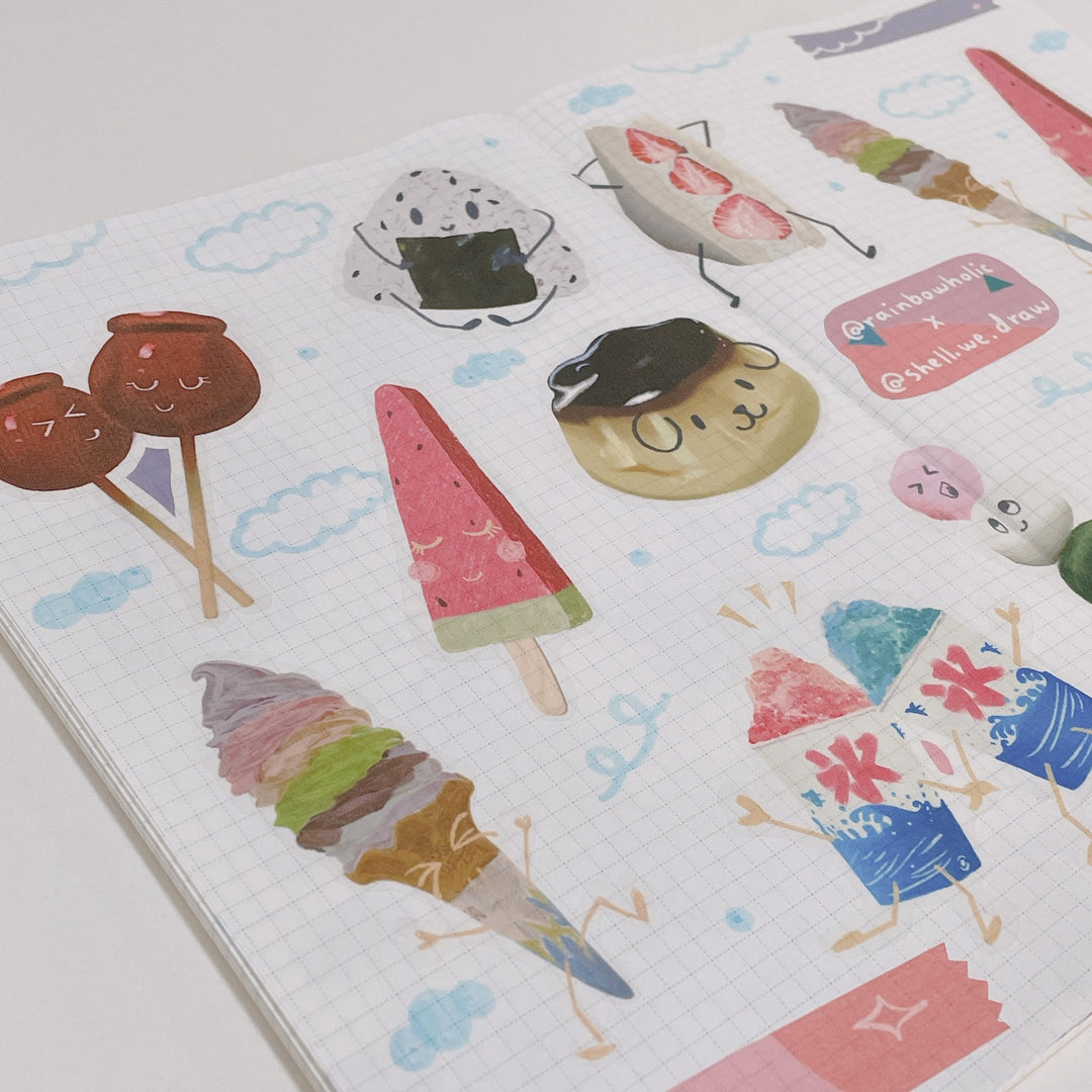(ST013) Original Rainbowholic x Shell We Draw Japanese Desserts Sticker Set (2 sheets)